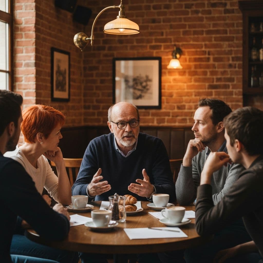 Founders discussing business ideas around a table